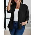 thumbnail image 3 of Women Plus Size Casual Lightweight Sweater Open Front Solid 3/4 Sleeve Cardigan, 3 of 5