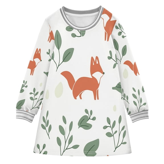 Foxes and Flora Girls'long-sleeved dress Thickened A-dress Warm Dress Basic Shirt Party Dresses