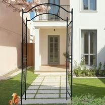 Canddidliike 90 inch High Metal Garden Arch, Trellis Climbing Plants Support Arch Outdoor Arch Wedding Arch Party Events Archway, Black