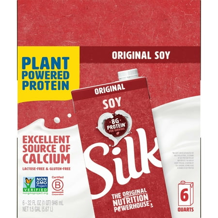 (Pack of 6) Silk Shelf-Stable Original Soymilk, 1 Quart
