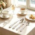 thumbnail image 4 of Vintage Silverware Set Embossed Dining Utensils Stainless Steel Carved Cutlery For Wedding Restaurant Home Silver 4 Pieces, 4 of 6