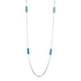 thumbnail image 5 of Forever Facets Platinum Over Sterling Silver Genuine Turquoise Paperclip Necklace, 36", 5 of 5