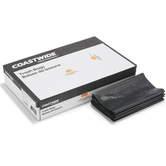 Staples Coastwide Professional 40-45 Gallon Trash Bag 40" x 46" Low Density 1.3 mil Black 100