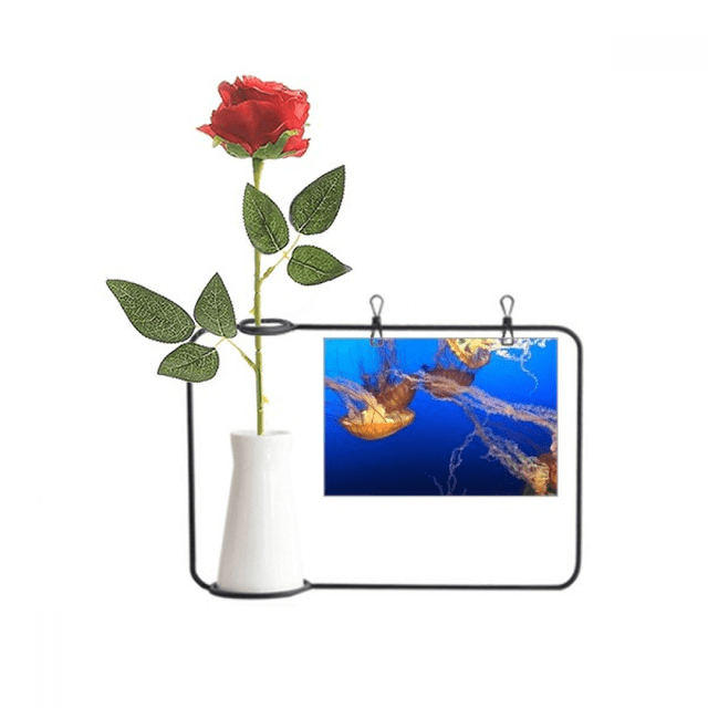 Ocean Jellyfish Science Nature Picture Artificial Rose Flower Hanging Vases Decoration Bottle