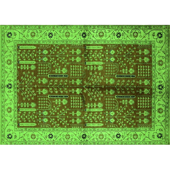 Ahgly Company Indoor Rectangle Oriental Green Industrial Area Rugs, 8' x 12'
