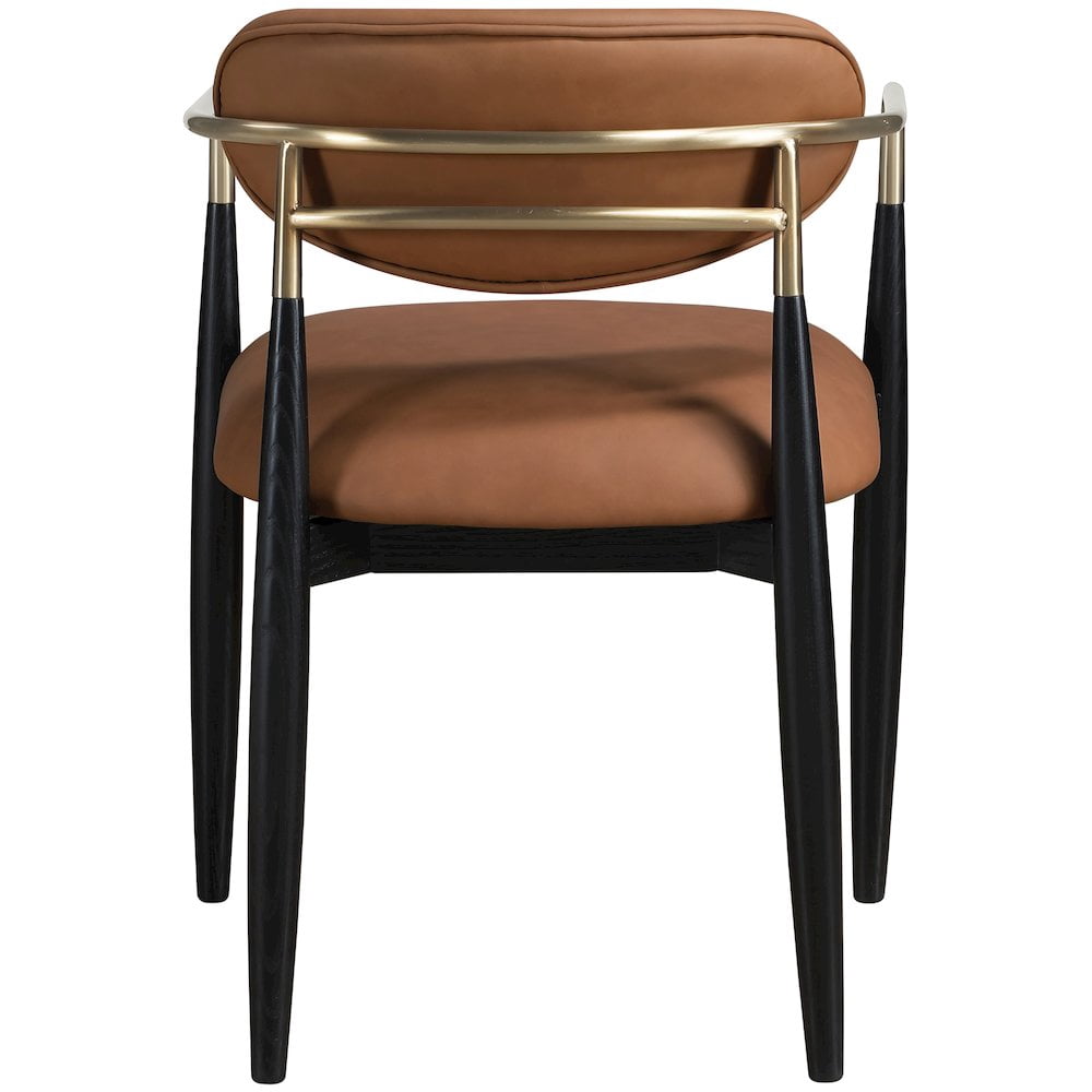 Meridian Furniture Riccio Cognac Vegan Leather Upholstered Dining Arm Chair, Set of 2