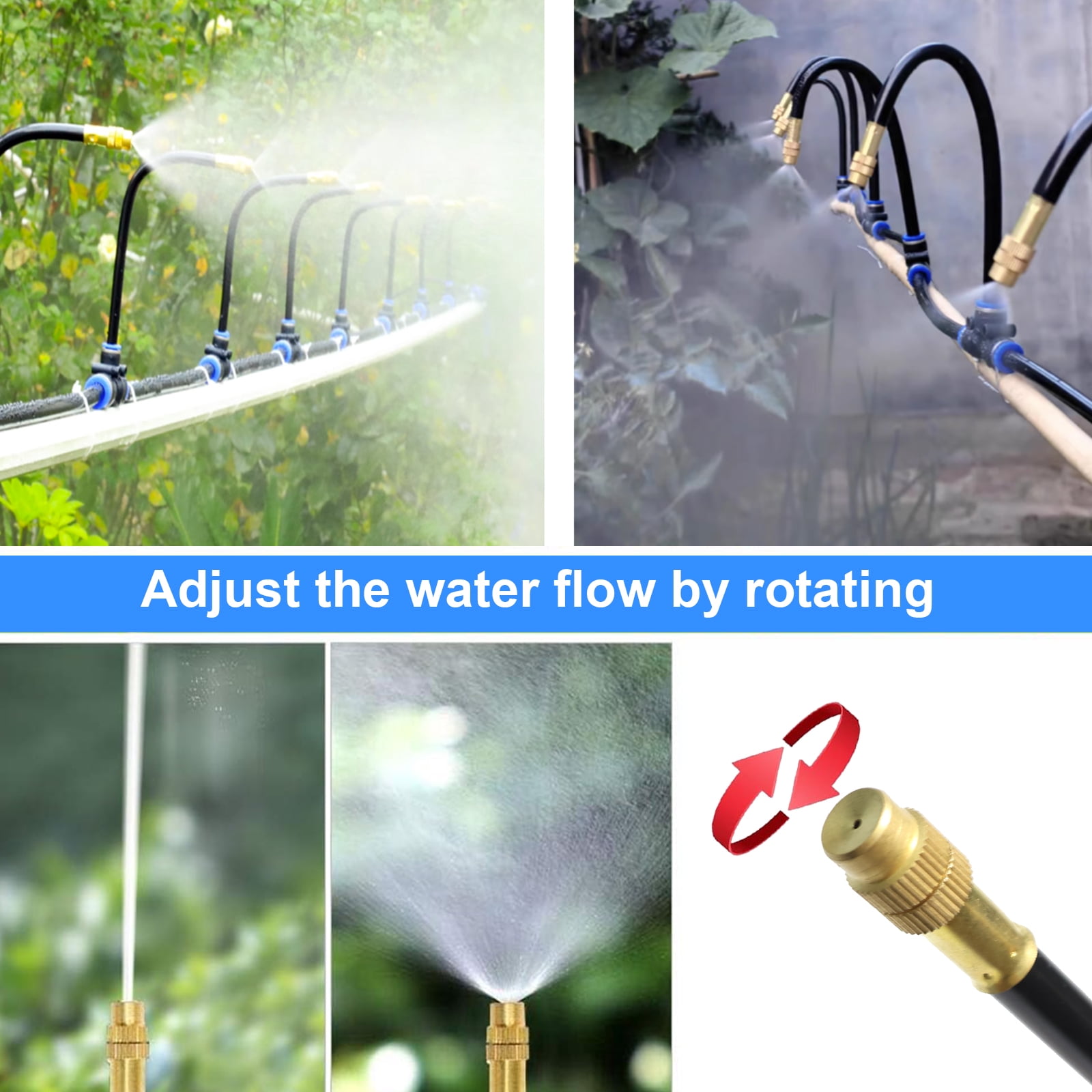 Free Bending Copper Mist Nozzle Universal Spray Nozzle Straight Push Lock Joint Garden Humidification Sprayer, Hose Nozzle Sprayer Heavy Duty