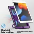 thumbnail image 4 of for iPad 9th/8th/7th Gen 10.2" 2021/2020/2019 Case with Rotatable Stand & Handle Grip, Soft TPU Outer Shell Rugged Case with Shoulder Strap Pen Holder for iPad Air 3 10.5" 2019/Pro 10.5" 2017, Purple, 4 of 9
