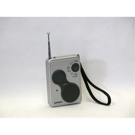 Sonnet Industries R-127 AM-FM WEATHER BAND POCKET RADIO WITH LED LIGHT AND CARRYING STRAP