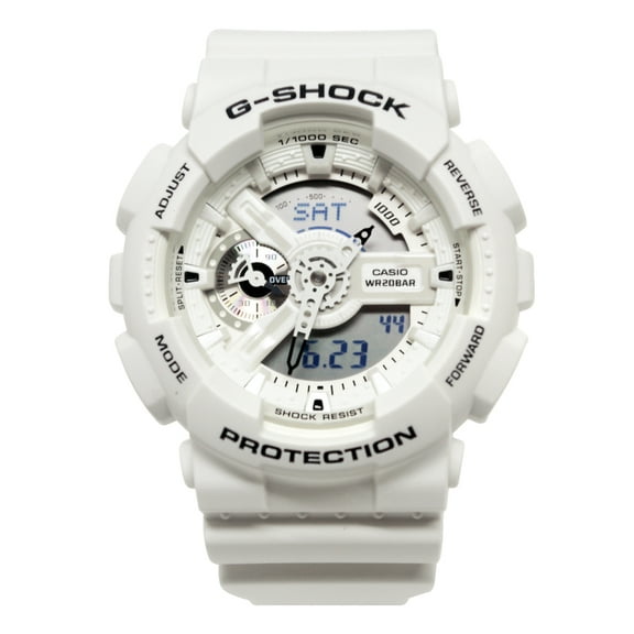 GA110MW-7A G-Shock Gray LCD Analog Digital Dial White Resin Band Watch New