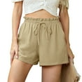 thumbnail image 6 of Abomasnow Linen Shorts for Women Summer Casual Wide Leg Loose High Waist Drawstring Dressy Beach Shorts 2025 Comfy Clothes, 6 of 7