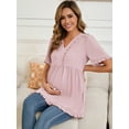 thumbnail image 5 of DARING DIVA Women's Boho Ruffled V Neck Short Sleeve Maternity Tops XL Dusty Pink, 5 of 7