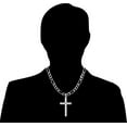 thumbnail image 4 of Ritastephens 925 Sterling Silver Necklace-Unisex Adult Cross Pendant with 24" Italian Figaro Chain, 4 of 6