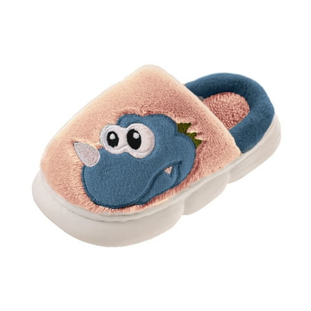 

Shpwfbe Kids Children Cotton Slippers Girls Autumn Winter Warm Wool Slippers Small Medium Children Cartoon Dinosaur Slippers The Boys Gifts For Boys And Girls