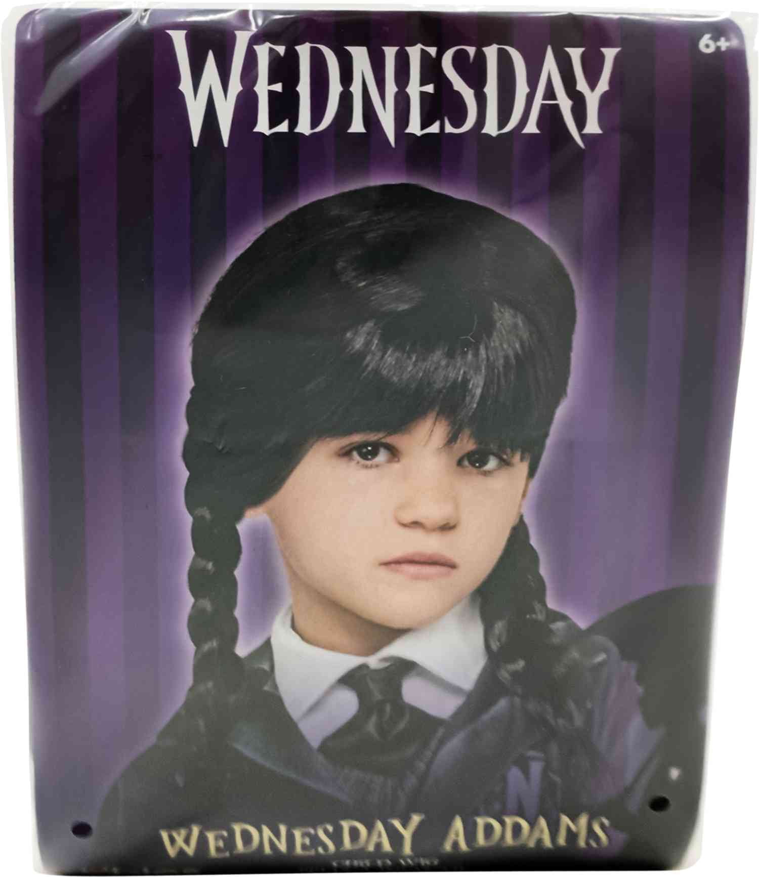 Wednesday Addams Long Black Braids Wig, a Halloween Accessory for Children, by Rubies
