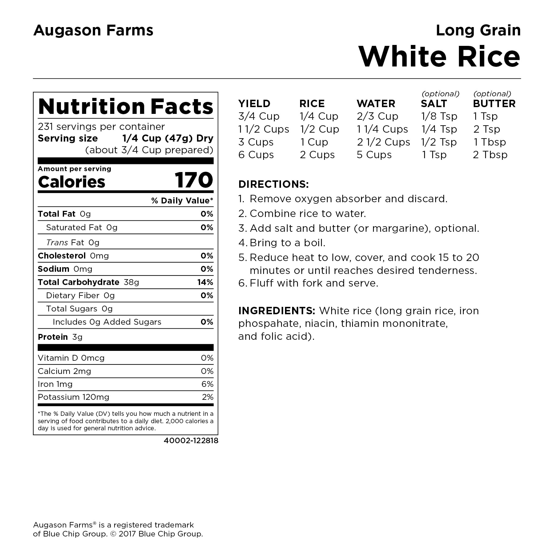 30 Lbs Long Grain White Rice Bucket - Mountain Fresh Foods