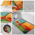 thumbnail image 6 of Teal Orange Geometric Bath Mat 3 Piece Bathroom Rug Set, Contemporary Oil Painting Art Non Slip Bath Rug Contour Mat and Toilet Lid Cover, Absorbent Shower Mats Soft Bath Rugs and Mats Sets, 6 of 8