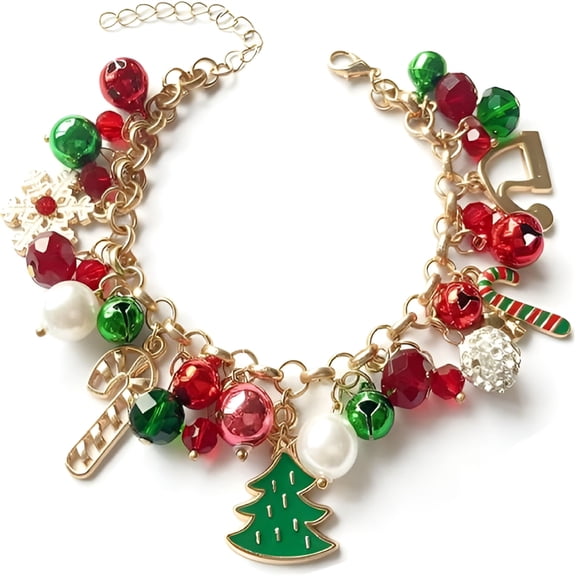 DESIGNICE 2026 New Christmas Charm Bracelet for Women – Festive Holiday Bracelet with Tree&Snowflake Charms,Gift-Ready with Merry Christmas Card,Stocking Stuffers,White Elephant Gifts for Women Girls