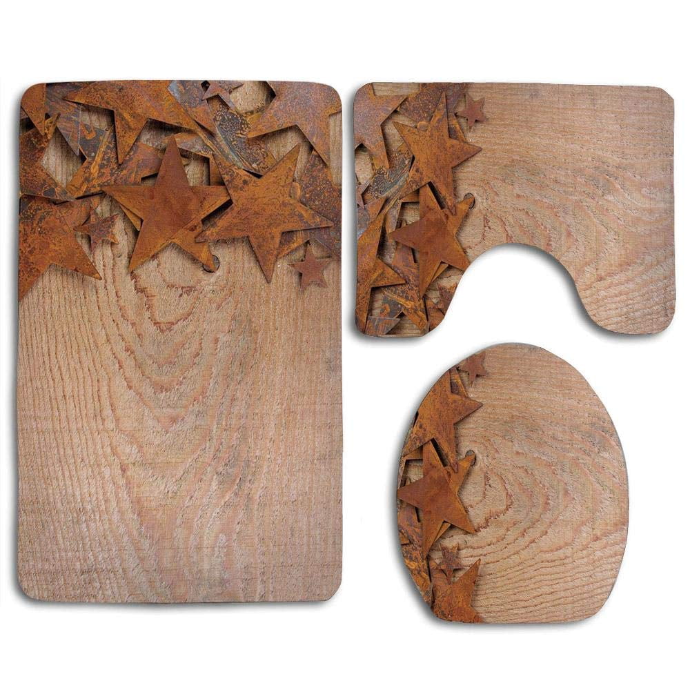 GOHAO Western Rusty Stars on Wooden Background Aged Antique Vintage
