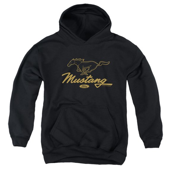 Ford Mustang Pony Script Youth Pullover Hoodie Sweatshirt Black