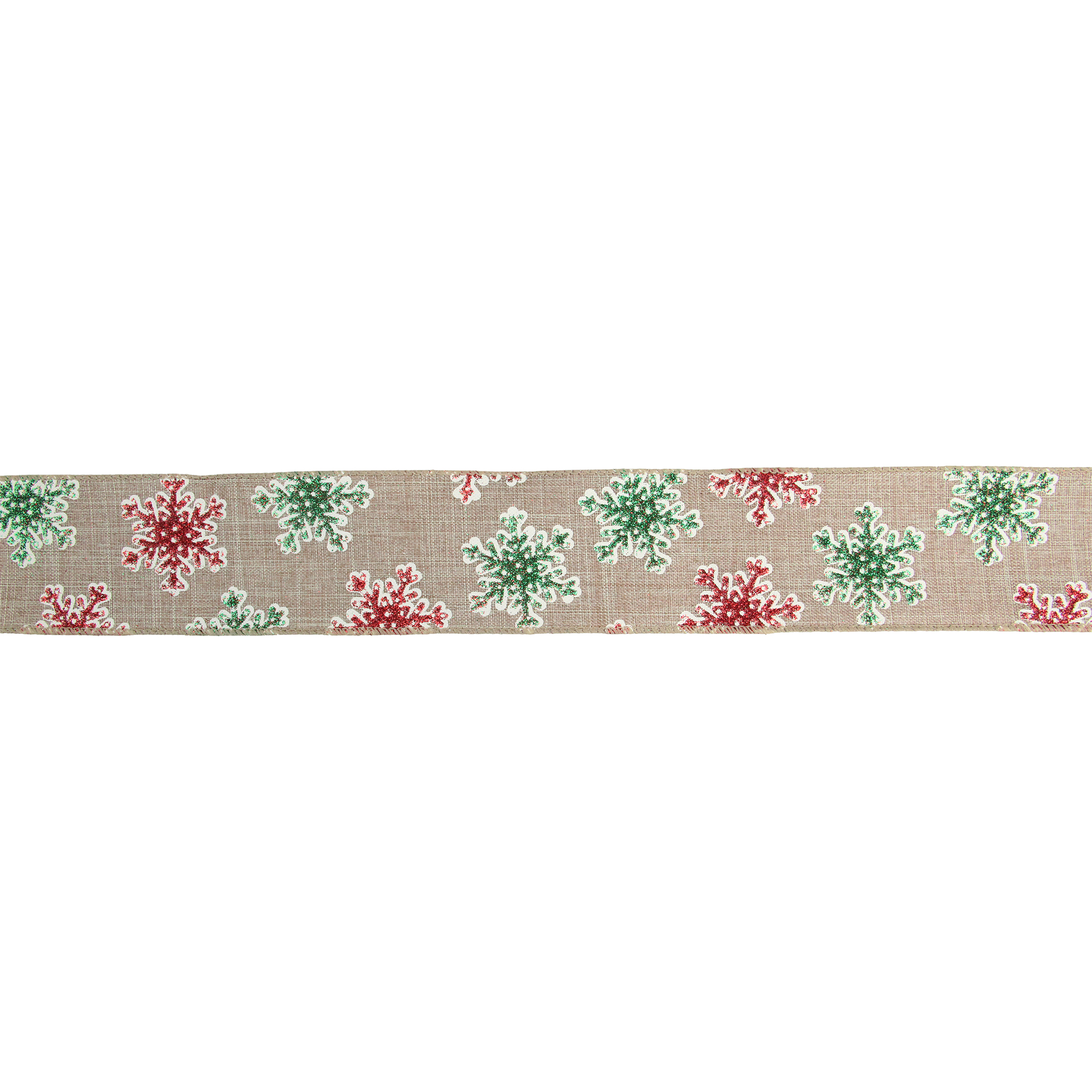 Northlight Red and Green Snowflake Burlap Christmas Wired Craft Ribbon 2.5" x 16 Yards