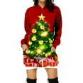 thumbnail image 1 of DPTALR Robe Ample à Manches Longues avec Capuche et Poche pour Femmes, Imprimé de Noël, 1 of 4