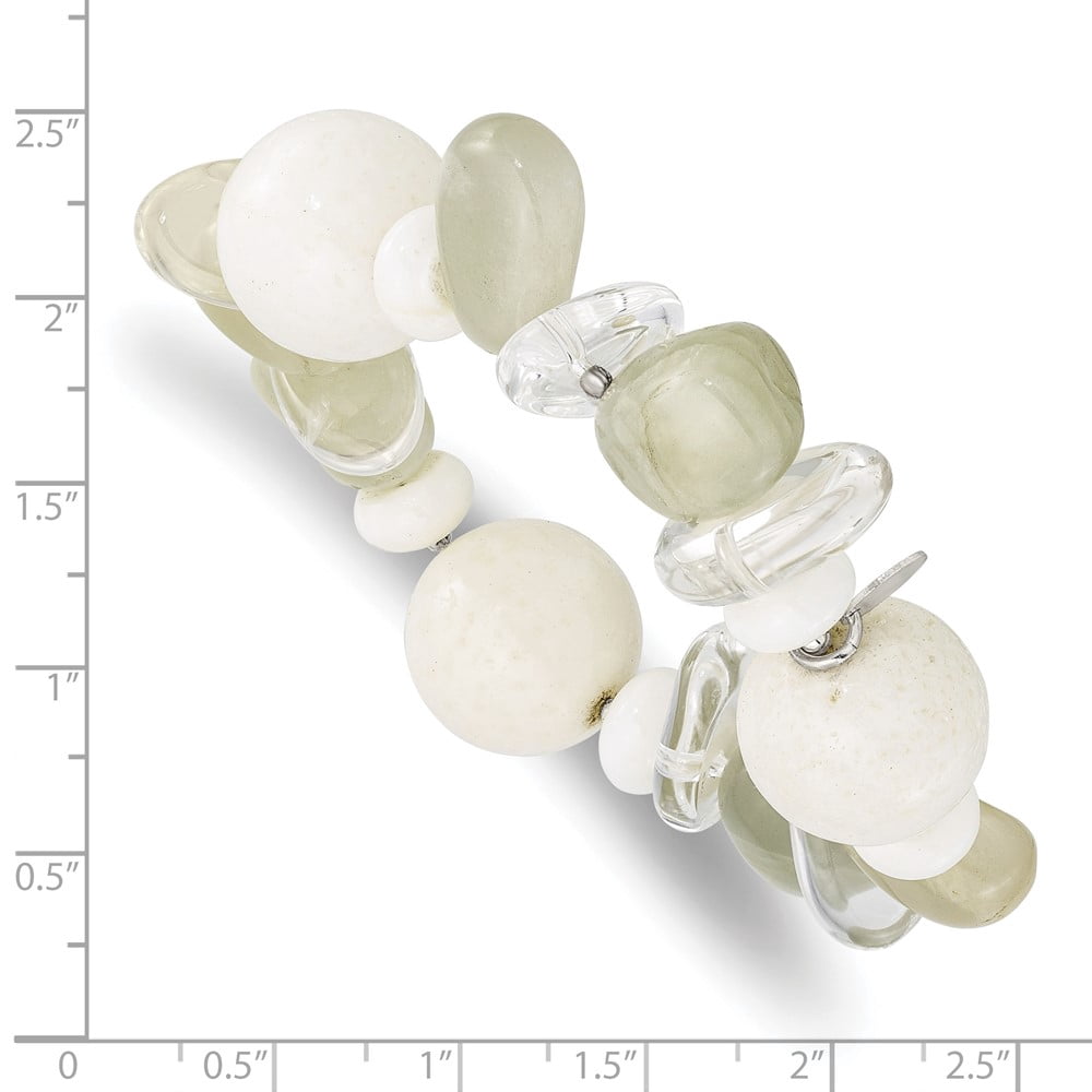 Sterling Silver Bracelet Adjustable & Stretch Wrap Women's mm in Coral/Jade/Moonstone/Rock Quartz