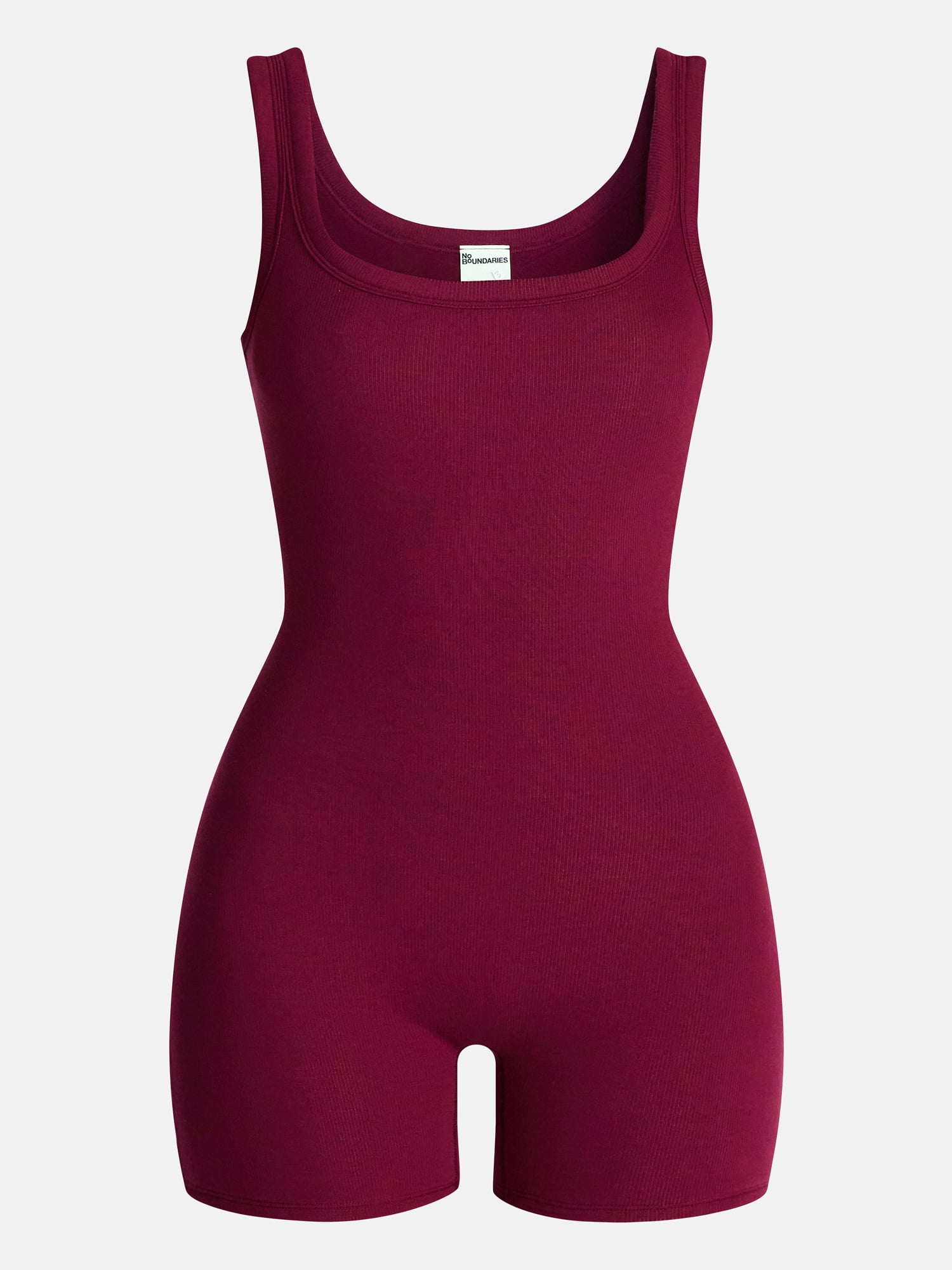 No Boundaries Women's Cotton Stretch Ribbed Romper, Sizes XS-XXXL