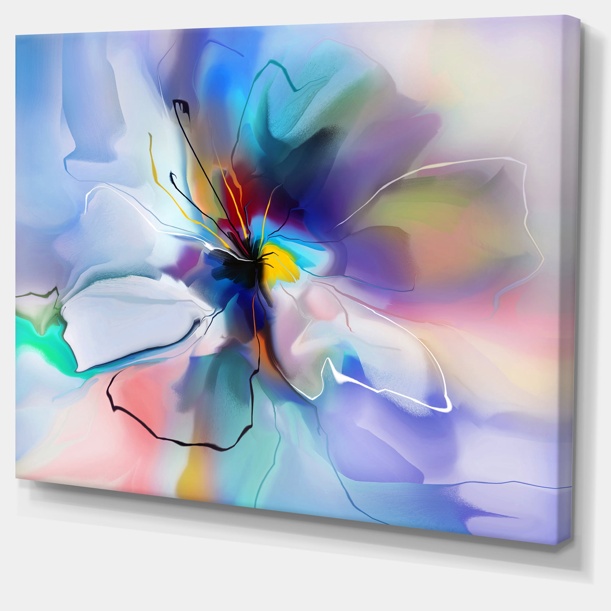 Designart 'Abstract Creative Blue Flower ' Extra Large Floral Wall Art