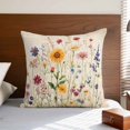 thumbnail image 4 of Spring Floral Pillow Covers 18x18 Inch, Vintage Pastoral Rustic Botanical Flowers Linen Pillowcase with Invisible Zipper, Decorative Throw Pillow Covers Cushion Case for Couch Sofa Bed Living Room, 4 of 9