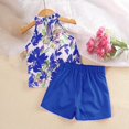 thumbnail image 4 of Mercatoo Kids Baby Girls Organic Cotton Floral Sleeveless Shirts Tops + High Waist Shorts Baby Summer Party Clothes Set, 4 of 6
