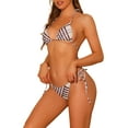 thumbnail image 4 of INSPIRE CHIC Women's Triangle Halter Bikini Sets Tie Side, 2 Piece Stripe String Bikini Swimsuits X-Small Skin Color, 4 of 5