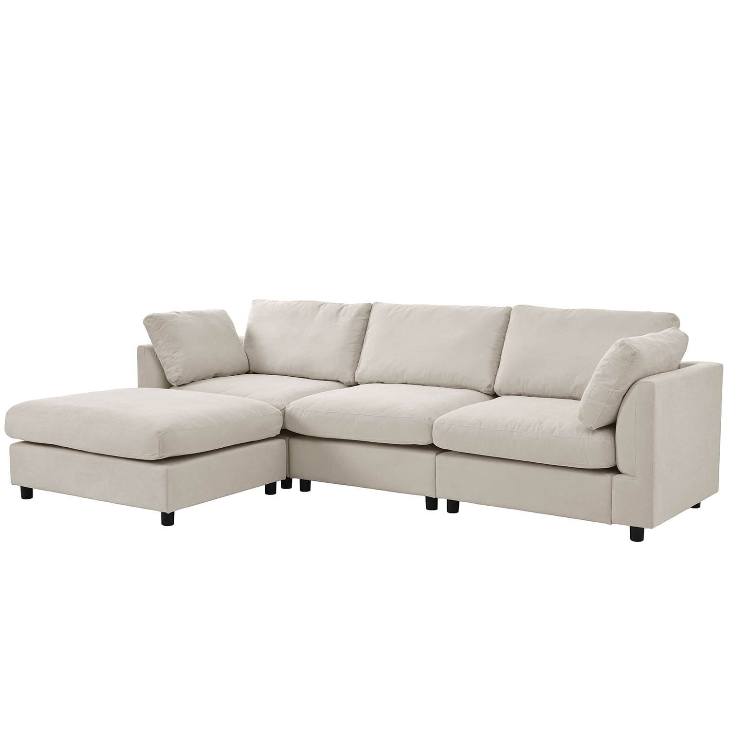 Kadyn Upholstery Convertible Sectional Sofa, L Shaped Couch with Reversible Chaise for Bedroom, Beige