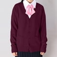 thumbnail image 2 of Women's 2023 Fall Oversized Open Front Button V Neck Lightweight Knit Cardigan Sweater Outerwear Garment, 2 of 4