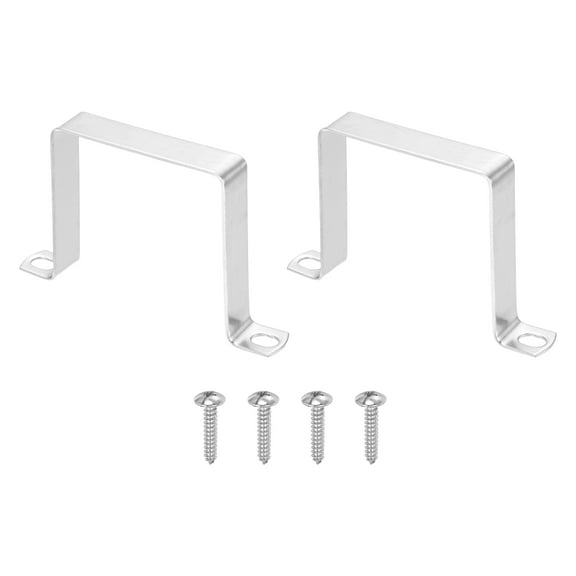 Uxcell 2pcs 3-1/8" x 3-1/8" Square Pipe Clamp, 304 Stainless Steel U Shaped Connector Bracket Heavy Duty Tube Strap Buckle with Self-Tapping Screws for Tube Installation