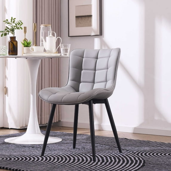 Kidol & Shellder Soft Dining Chair PU Upholstered High Back Side Chairs, Gray