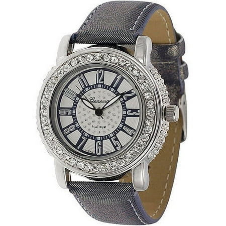 Brinley Co. Women's Rhinestone-Accented Soft Metallic Band Watch, Fabric Strap