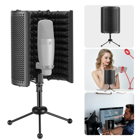 Neewer NW-13 Studio Recording Microphone Isolation Shield, High-density Absorbent Foam Pop Filter Compatible with Blue Yeti and any Condenser Microphone Recording Equipment