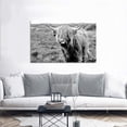 thumbnail image 3 of HFDF Large Highland Cow Decor Farmhouse Style Highland Cow Black and White Canvas Poster Animal Wall Art Modern Living Room Wall Decor Naughty Cow Wall Art With for Hanging 24x16inch Framed, 3 of 7