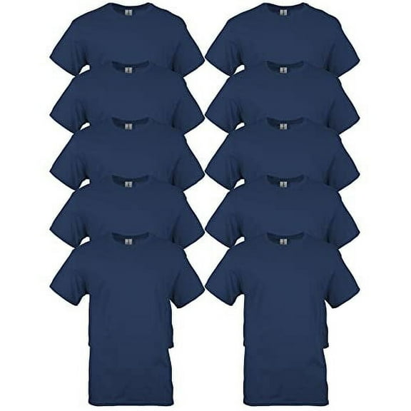 Gildan Mens Heavy Cotton T-Shirt , L, Navy (Pack of 10) 10 Navy