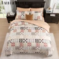 thumbnail image 6 of Amberspace Plaid Design 7-piece Bed in a Bag Comforter Set with Sheets,Beige Brown,Queen, 6 of 8