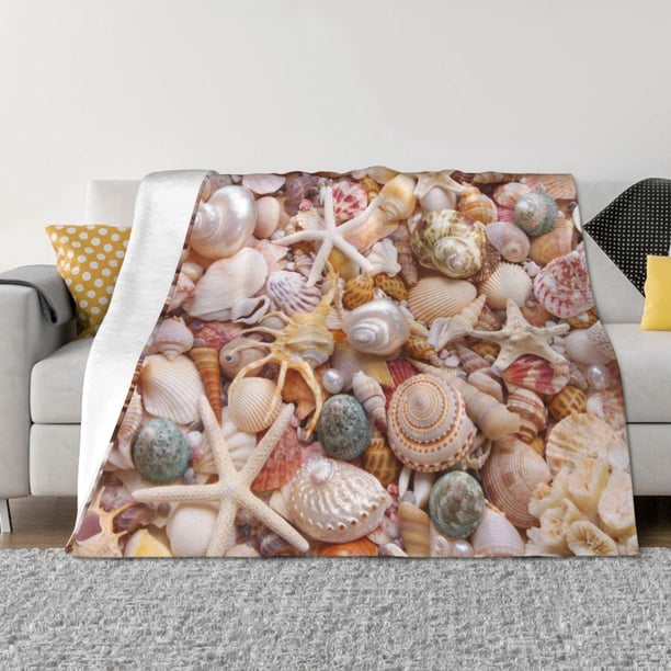 Fotbe Colorful Seashells Manta de Franela con Estampado, Manta Ultrasuave para Cama, Sofá, Auto, Hipoalergénica y Antibolitas-80"x60"