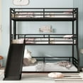 thumbnail image 4 of Alukang Heavy Duty Triple Bunk Bed with Slide, Twin Over Twin Over Full Metal Three Bunk Bed with Ladder and Guardrail, No Box Spring Needed, Easy Assembly, Black, 4 of 9