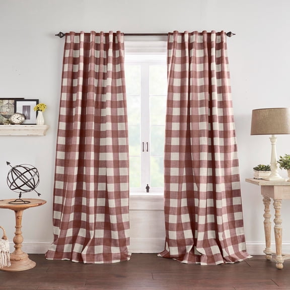 Elrene Home Fashions Grainger Buffalo Check Blackout Window Curtain, Red, 52" x 84"