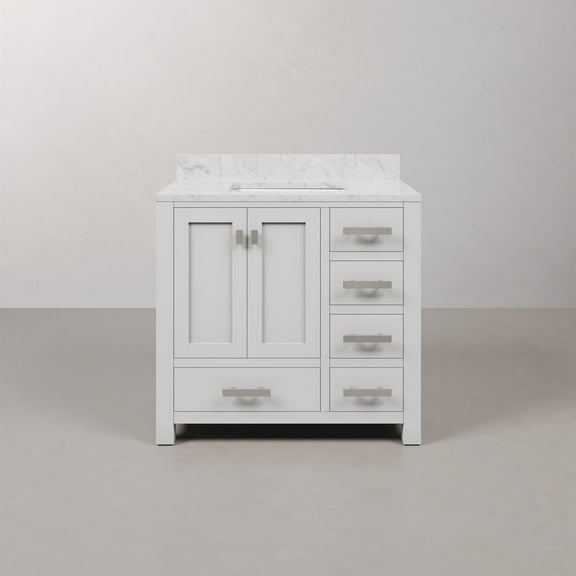 Water Creation Madison 36" Wood Single Bathroom Vanity in Pure White/Chrome