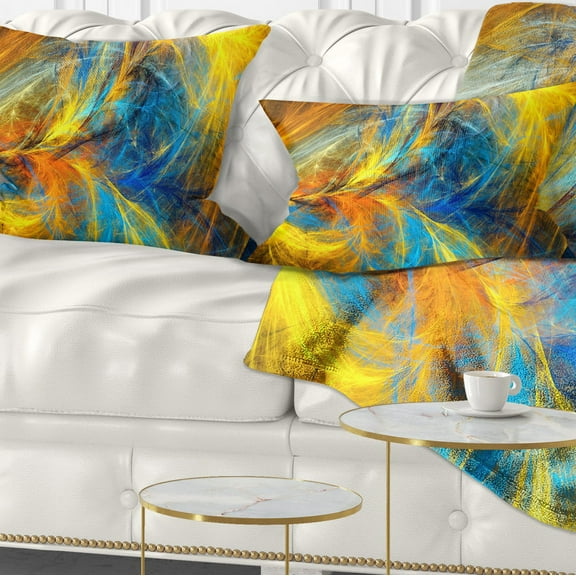 Designart 12" x 20" Blue Polyester Throw Pillow