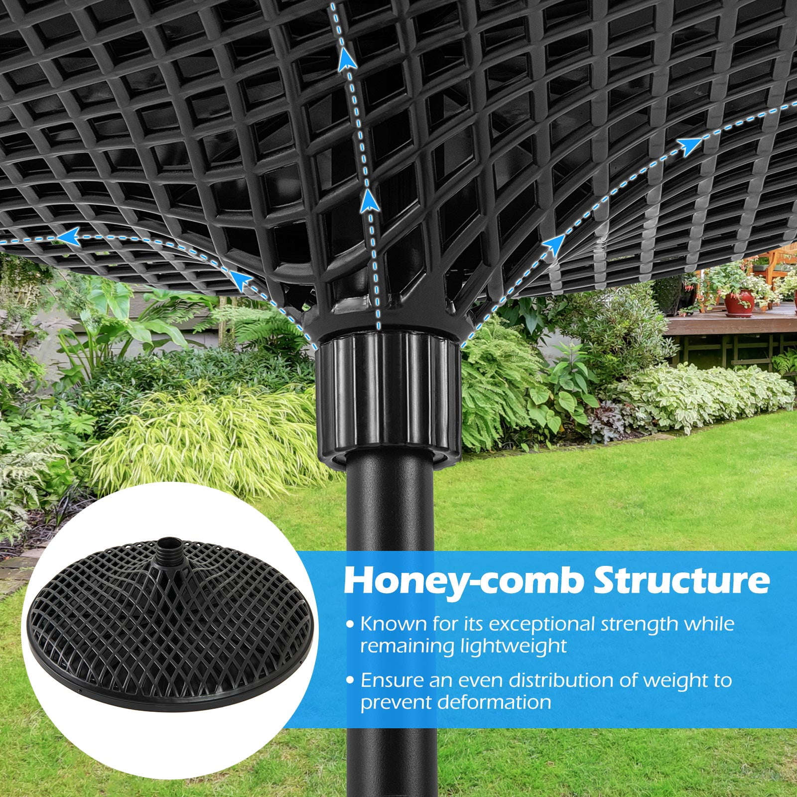 Topbuy Patio Umbrella Table Tray 23" Outdoor Round Adjustable Umbrella Table