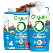 Orgain Organic Nutritional Vegan Protein Shake, Smooth Chocolate - 16g Plant Based Protein, Meal Replacement, 22 Vitamins & Minerals, Fruits & Vegetables, Gluten Free, Non-GMO, 11 Fl Oz (Pack