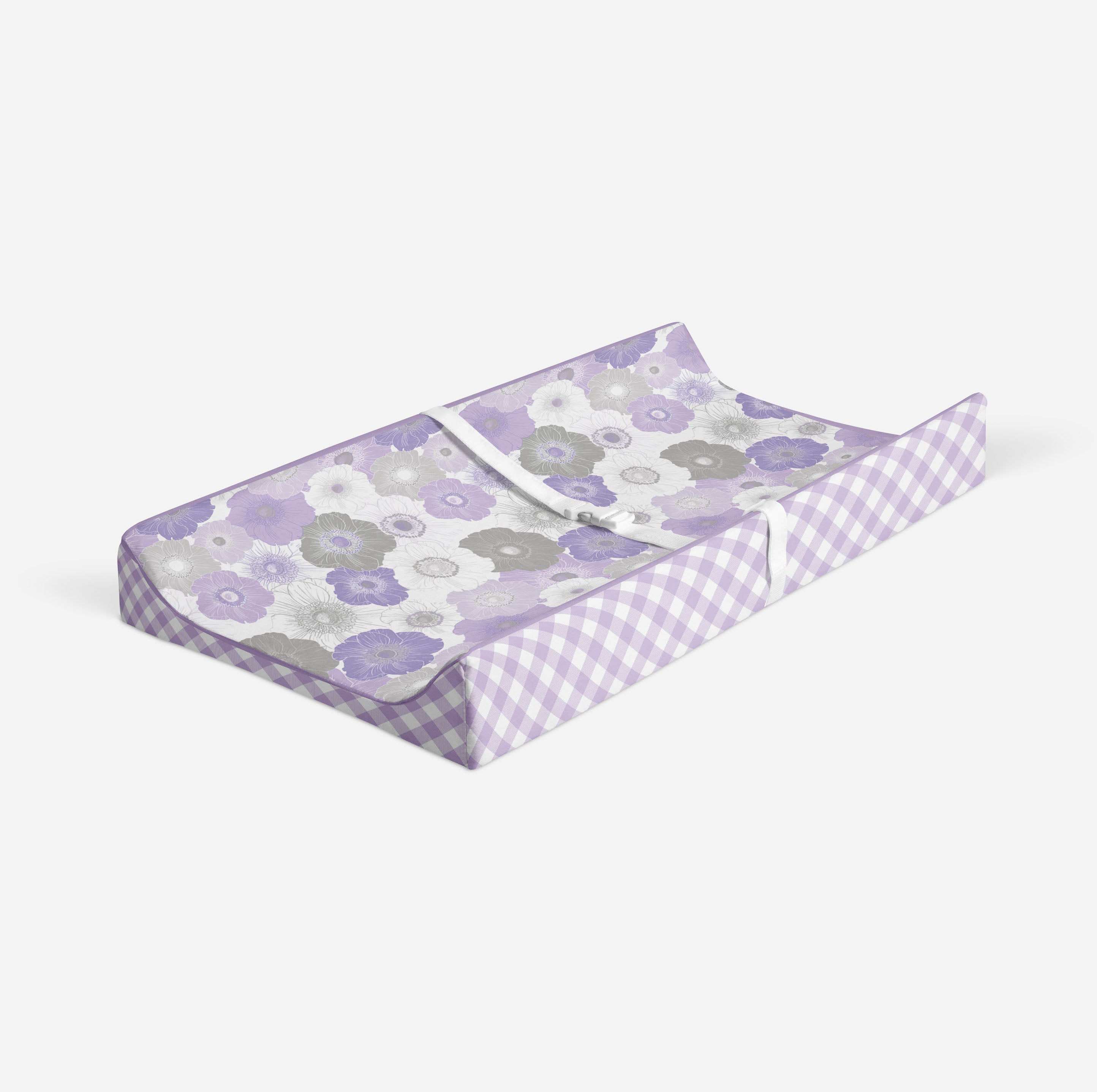 Bacati - Watercolor Floral Purple Gray Girls Quilted Changing Pad Cover