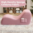 thumbnail image 6 of Yoga Curve Chair, Corduroy Yoga Chaise Lounge Chair for Adults, With Lumbar Pillow, Side Pocket, Ottoman, Modern Yoga Couch for Stretching and Relaxation, Pink, 6 of 8
